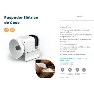 MAQUINA ELETRICA P RASPAR COCO EPOXI BRANCO 127V 60Hz - ANODILAR